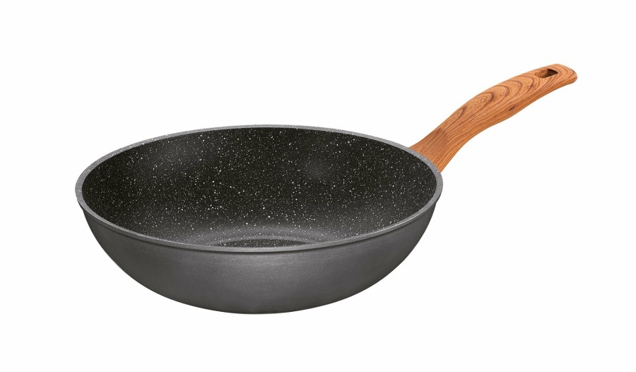 Stoneline Stoneline® Wok Pan 30 Cm, Non-Stick | Made In Germany | Wood Design, Back To Nature Wok