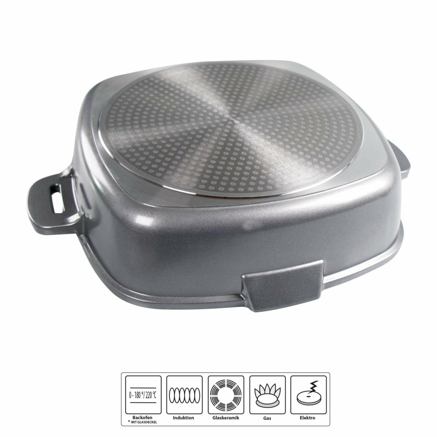 Stoneline Stoneline® Square Serving Pan 28 Cm, Strainer Lid, 2 Spouts, Non-Stick Pan | Future Serving pans