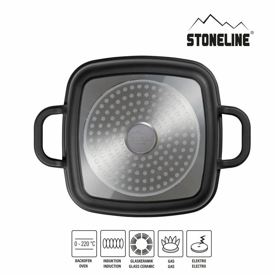 Stoneline Stoneline® Square Serving Pan 20 Cm, With Aroma Lid, Non-Stick Pan Casserole | Gold Serving pans