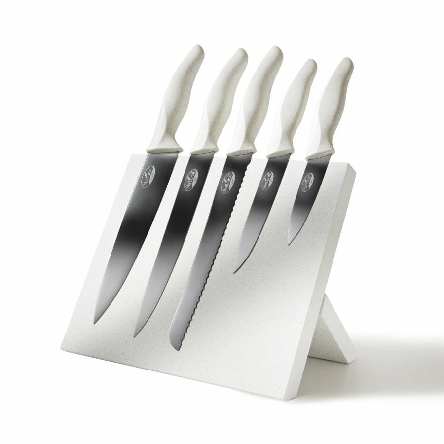 Stoneline Natural Line® 5 Pc Stainless Steel Knives Set, With Foldable Magnetic Knife Block Kitchen knife set