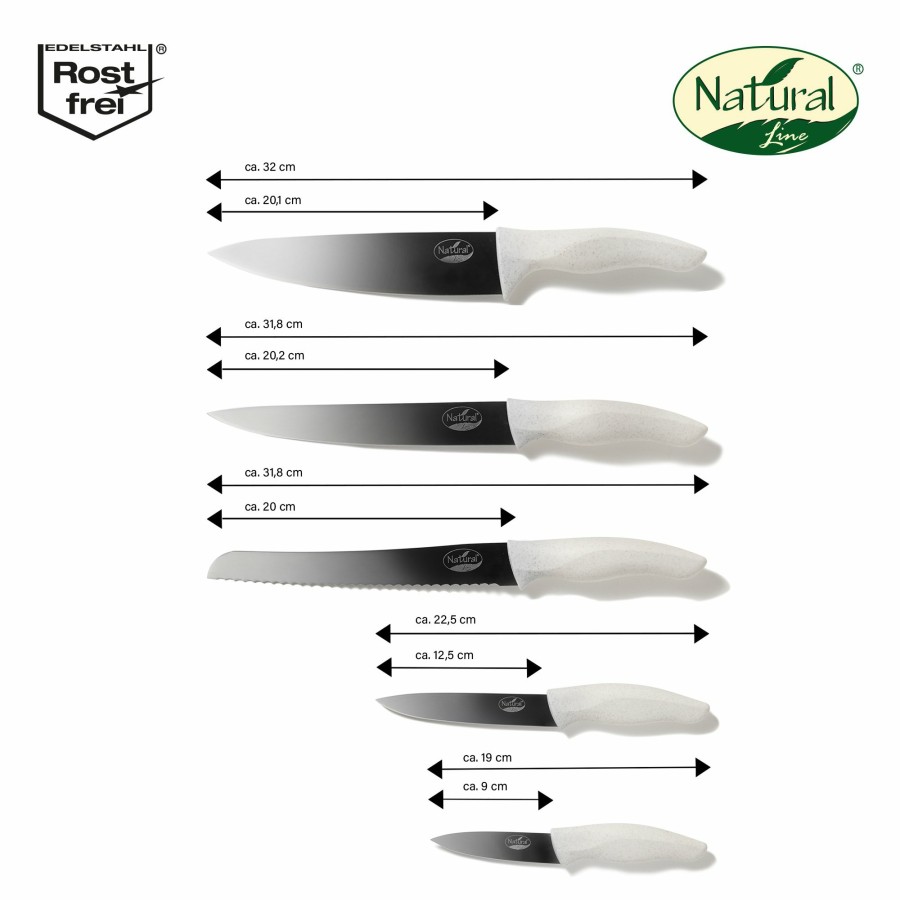 Stoneline Natural Line® 5 Pc Stainless Steel Knives Set, With Foldable Magnetic Knife Block Kitchen knife set