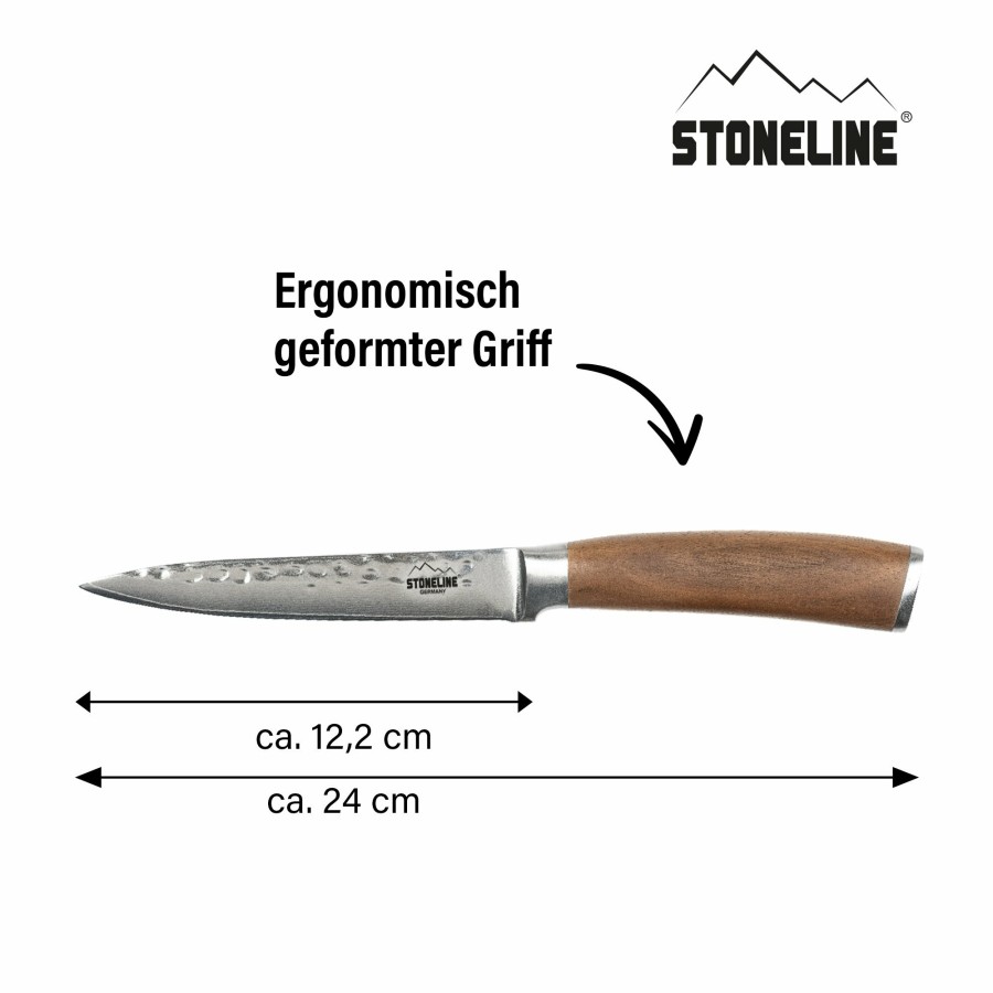 Stoneline Stoneline® Damascus Steel All-Purpose Knife 24 Cm, Hammered Knife, Wooden Storage Box Damascus steel knives