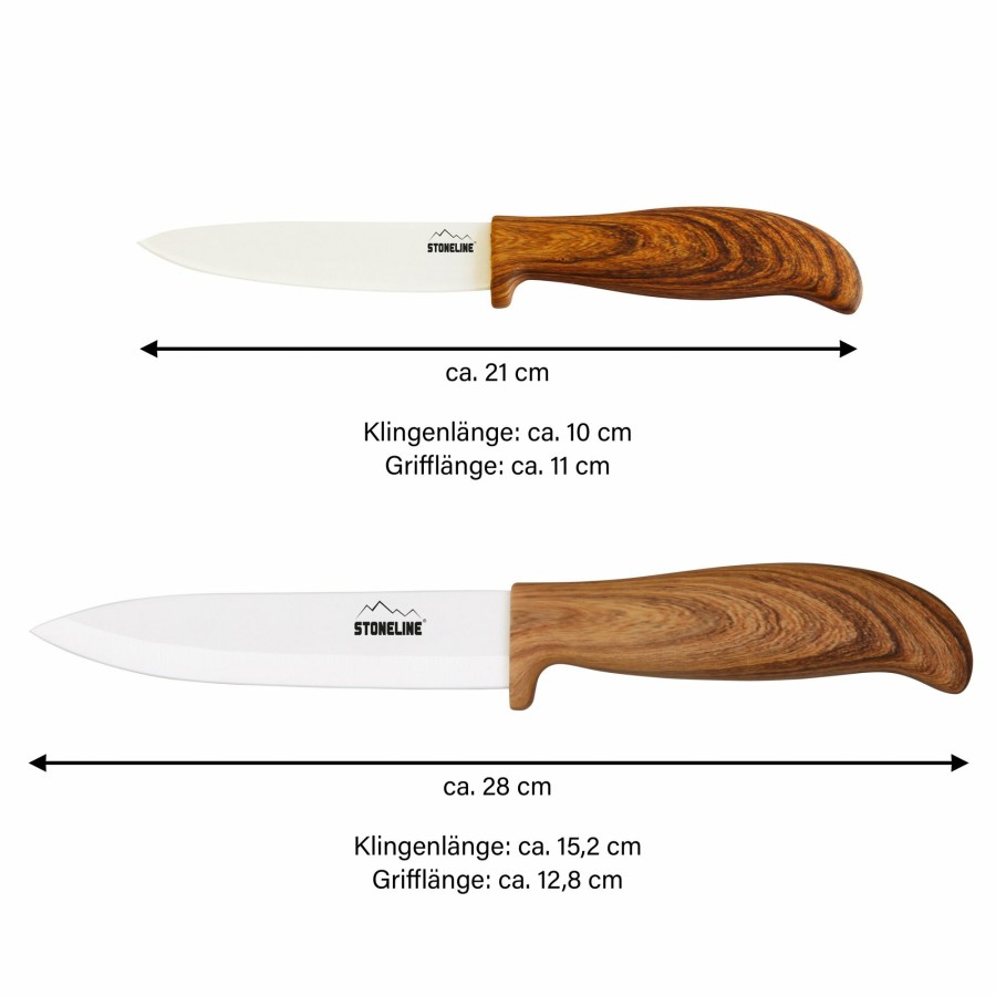 Stoneline Stoneline® 2 Pc Ceramic Knives Set 21/28 Cm, With Safety Sheath | Back To Nature Kitchen knife set