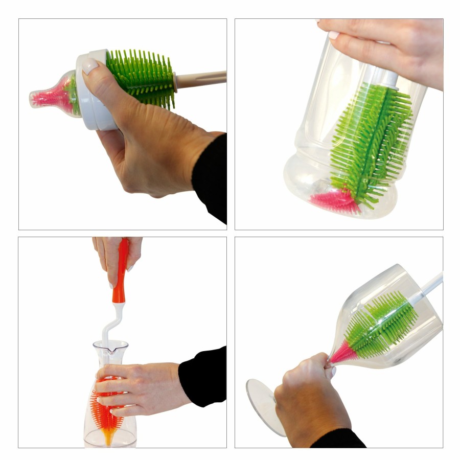 Stoneline Stoneline® Rotating Silicone Bottle Cleaning Brush With Long Handle 35 Cm | Green Cleaning and care