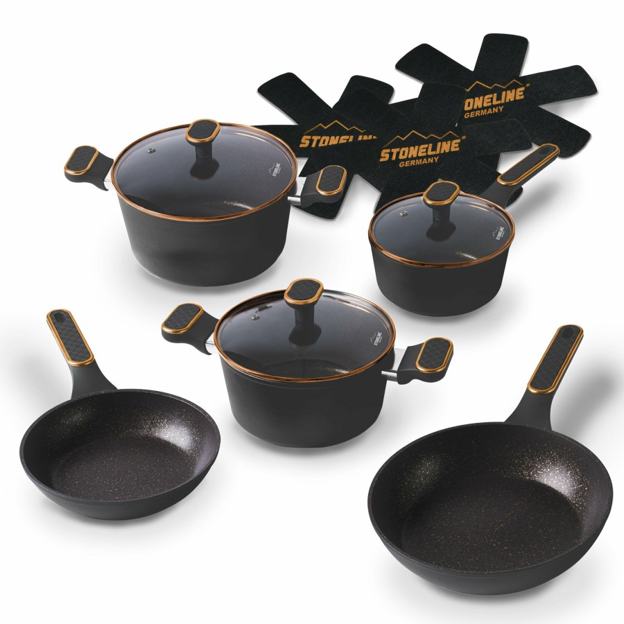 Stoneline Stoneline® 11 Pc Cookware Set, With Lids And Felt Protectors, Non-Stick Pots & Pans Cookware sets