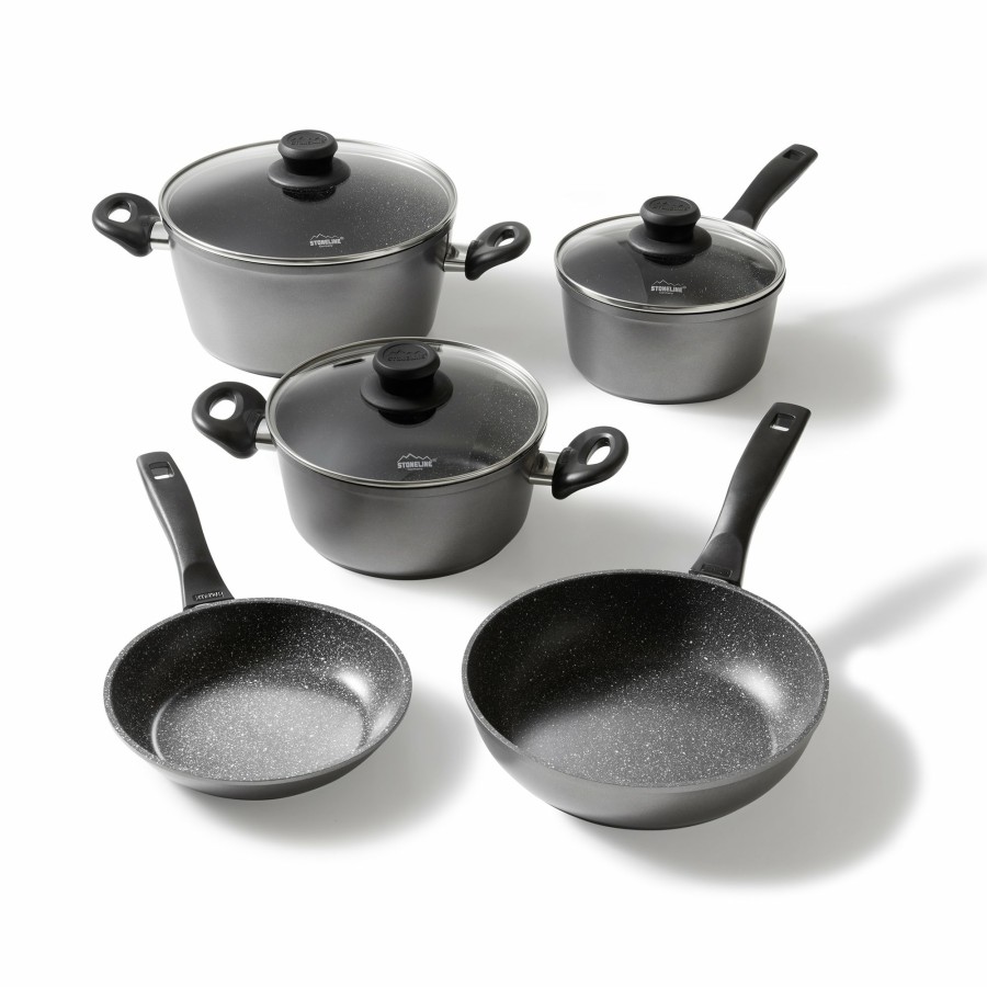 Stoneline Stoneline® 8 Pc Cookware Set 18/20/24 Cm, With Lids, Non-Stick Pots & Pans | Classic Cookware sets