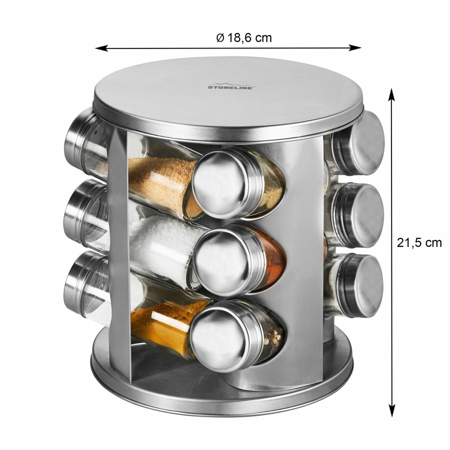 Stoneline Stoneline® Rotating Spice Rack, With 12 Glass Jars And Labels | Kitchen Organizer Spice mills