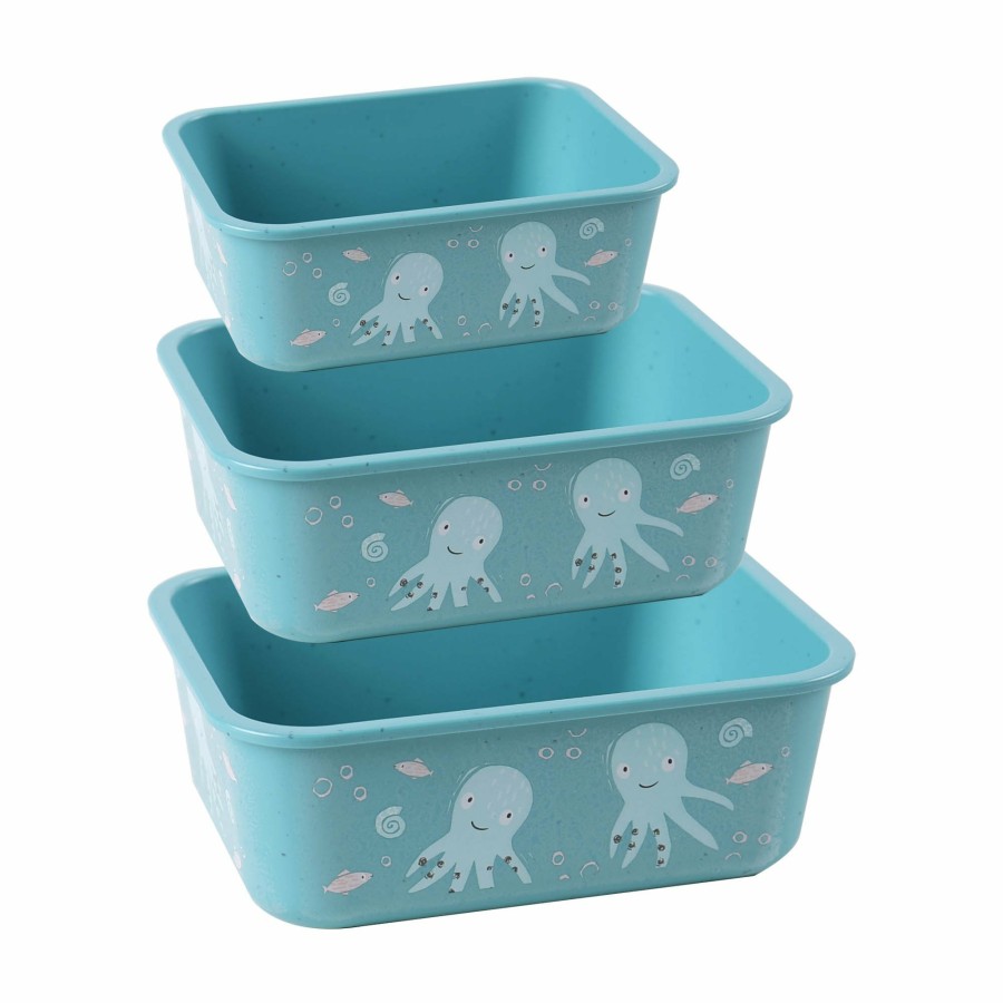 Stoneline Awave® 3 Pc Food Storage Container Set, Lid 400/730/1300 Ml Made From Rpet | Turquoise Kitchen storage accessories