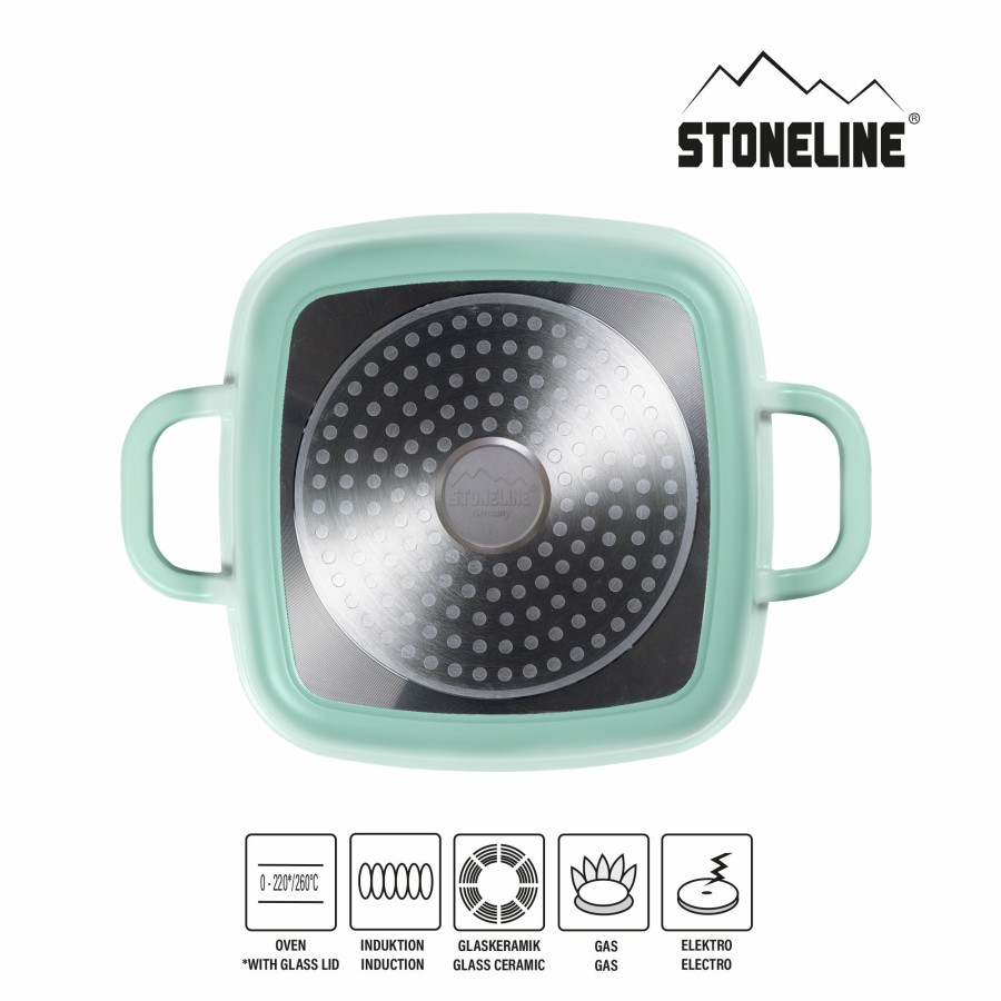 Stoneline Stoneline® Square Serving Pan 20 Cm, With Aroma Lid, Non-Stick Pan Casserole | Mint Serving pans