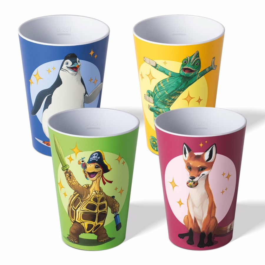 Stoneline Awave® The School Of Magical Animals 4 Pc Drinking Cup Set, 250 Ml, Made Of Rpet AWAVE