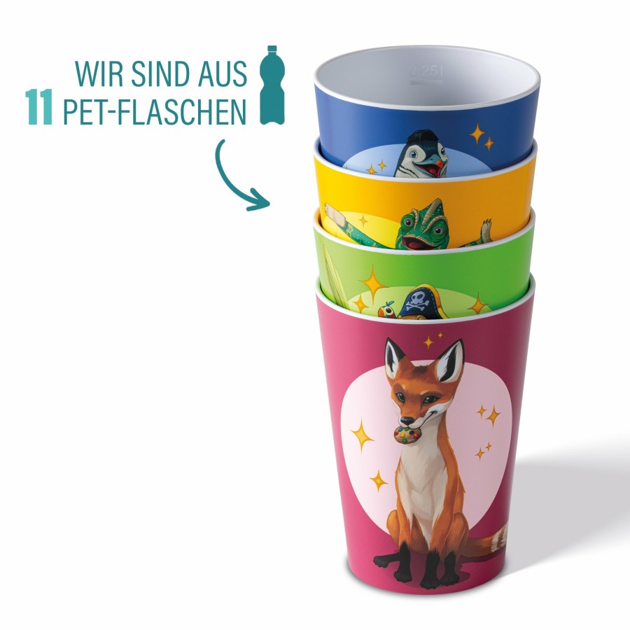 Stoneline Awave® The School Of Magical Animals 4 Pc Drinking Cup Set, 250 Ml, Made Of Rpet AWAVE