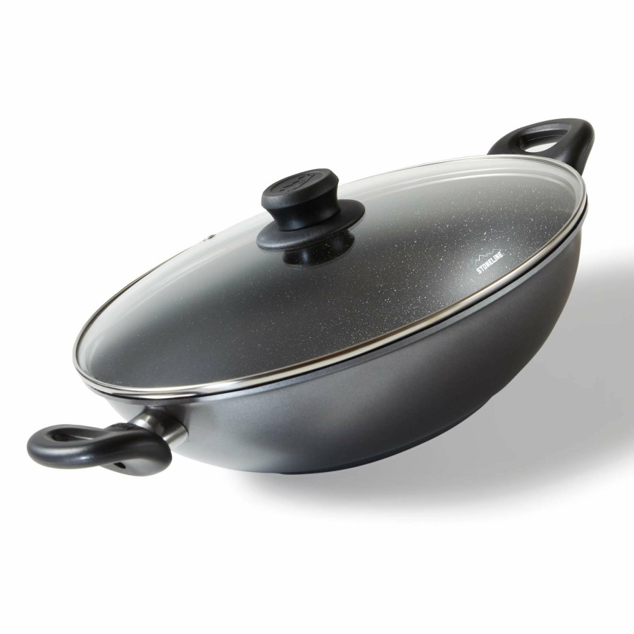 Stoneline Stoneline® Wok 28 Cm, With Lid, Cast Aluminium Wok Pan Coated, Oven & Induction Suitable Wok