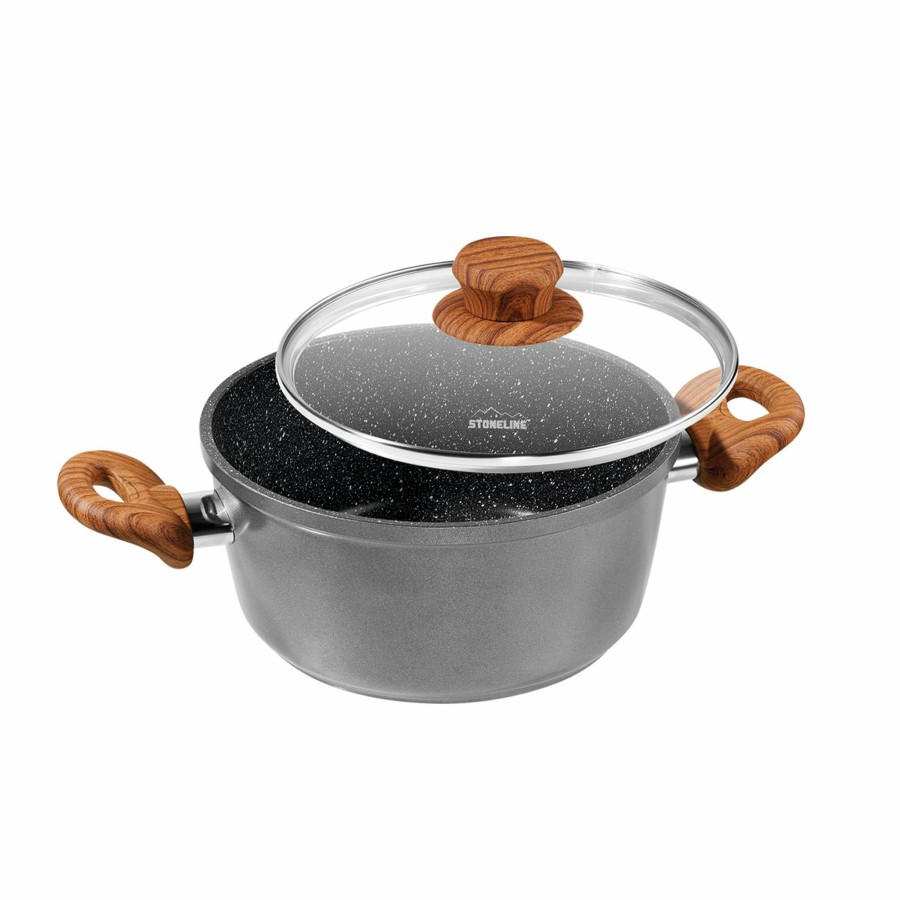 Stoneline Stoneline® Cooking Pot 24 Cm, With Lid | Made In Germany | Wood Design, Back To Nature Braising pots