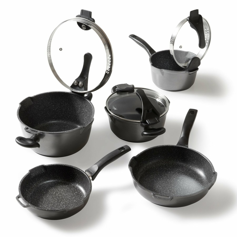 Stoneline Stoneline® 8 Pc Cookware Set, Strainer Lids, Spouts, Non-Stick Pots & Pans | Future Cookware sets