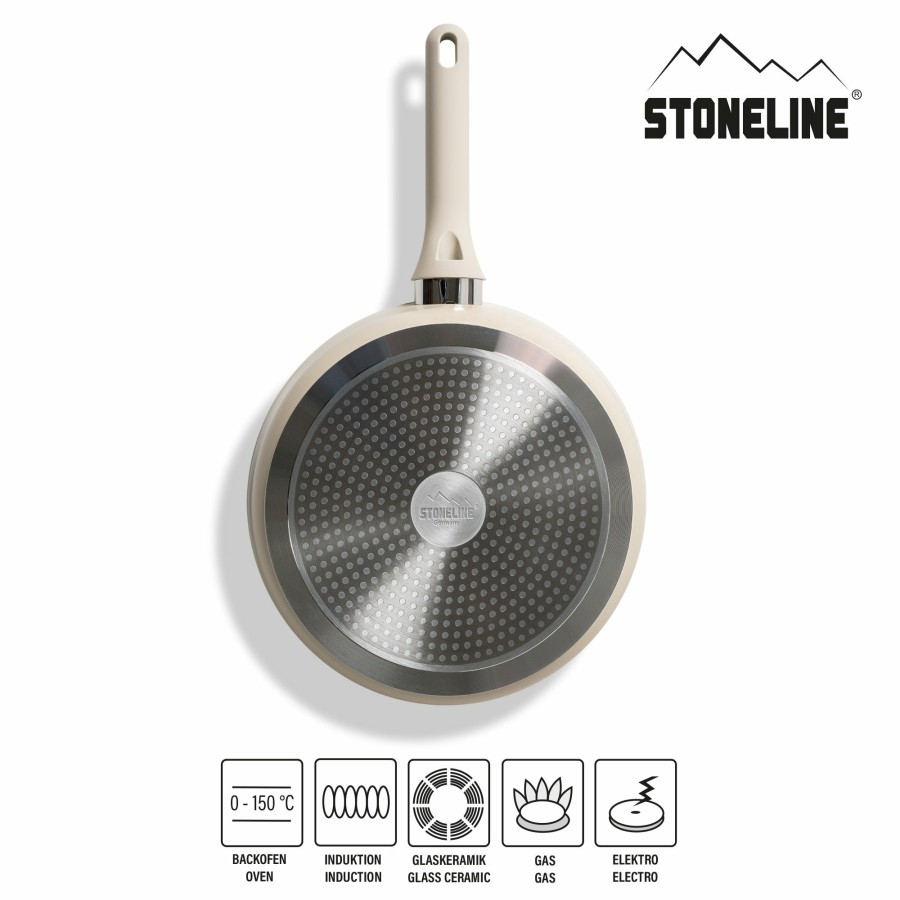 Stoneline Stoneline® Deep Frying Pan 28 Cm, With Lid, Large Non-Stick Pan | Cream Braising pans